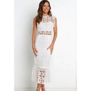 Petal & Pup Women's Lauren Dress | White Lace Dress, Small